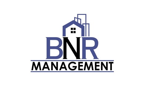 A logo for BNR Management featuring a house and skyscraper.