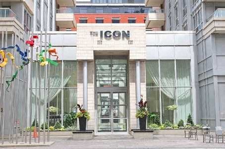 The front of a building with the word ICON on it.