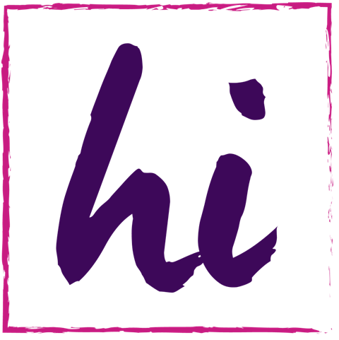 A purple letter "h" with a shadow effect.