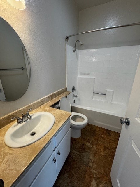 A bathroom with a sink, toilet and bathtub.
