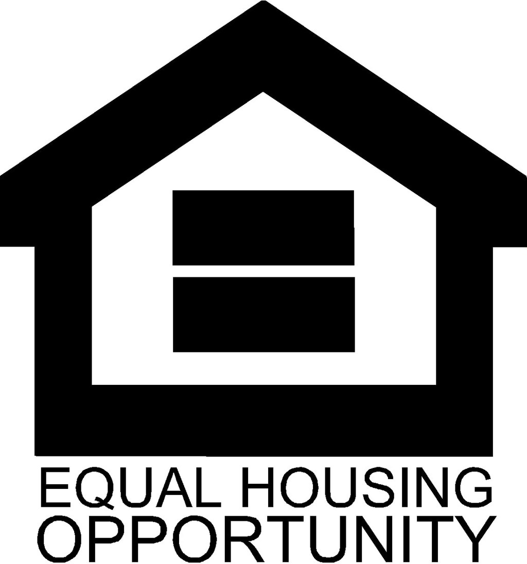 A black and white image of a house with the words "Equal Housing Opportunity" below it.