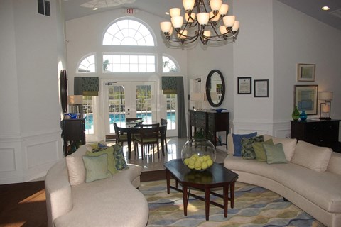 Living room with large couch at Palmera, South Carolina
