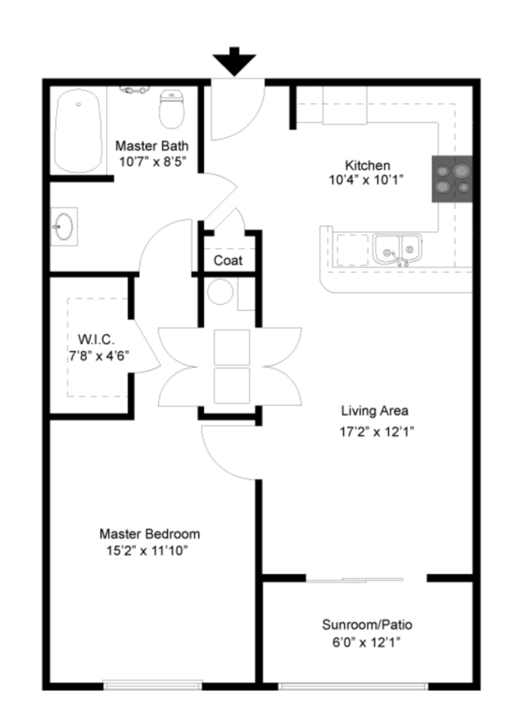 1 Bed 1 Bath Floorplan at Palmera, Columbia, South Carolina