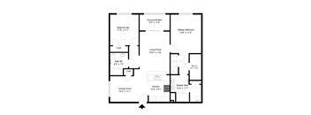 2 Bed 2 Bath with Kitchen Floorplan at Palmera, South Carolina