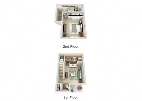 The Azalea One Bedroom One Bathroom Townhome Floor Plan