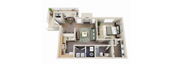 The Birch One Bedroom One Bathroom Floor Plan