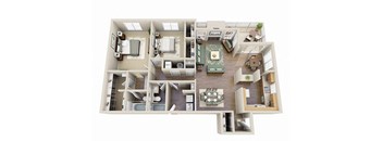 The Iris Two Bedroom Two Bathroom Floor Plan