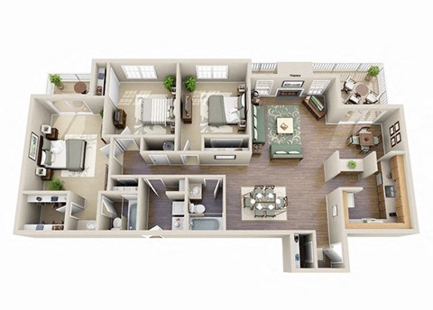 The Calla Lily Three Bedroom Two Bathroom Floor Plan
