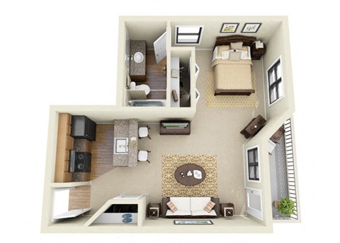 The Abbey Studio Bedroom 1 Bathroom Floor Plan