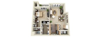 The Charleston 1 Bedroom 1 Bathroom Floor Plan