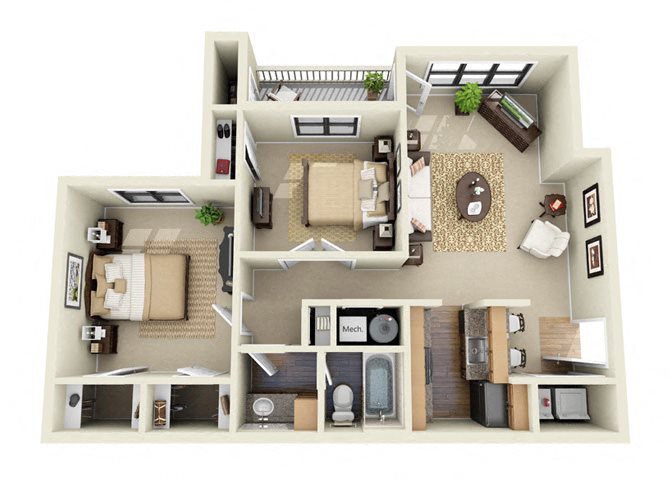 The Drake 2 Bedroom 1 Bathroom Floor Plan The Drake 2 Bedroom 1 Bathroom Floor Plan