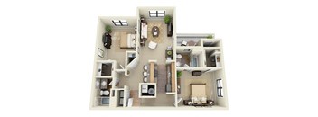 The Ellington 2 Bedroom 2 Bathroom Floor Plan