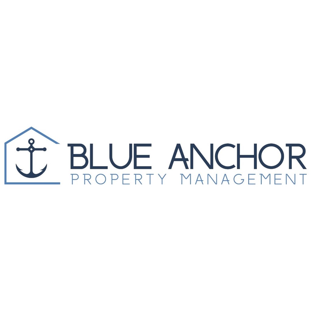 A logo for Blue Anchor Property Management featuring a house and anchor.