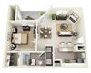 Aspen 1 Bedroom 1 Bath Floor Plan 1 bedroom apartments for rent valley ranch Irving TX
