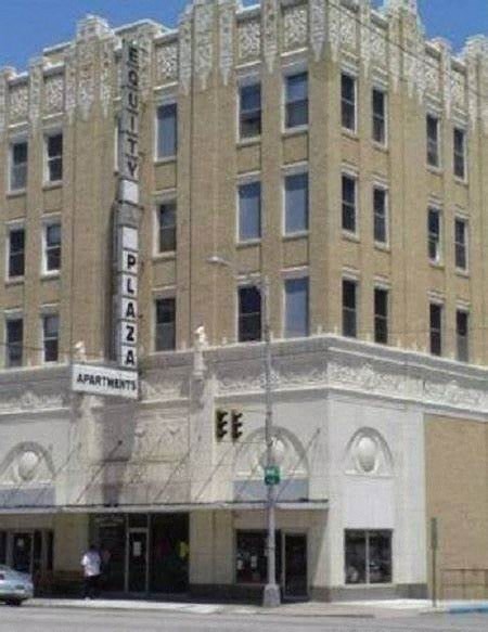The building in the image is the Equity Plaza Apartments.