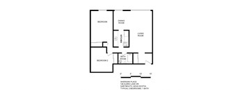 2 Bedrooms 1 Bathroom
