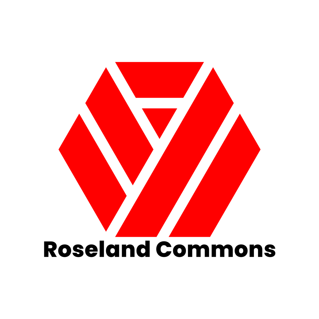 A red graphic with the words "Roseland Commons" underneath it.