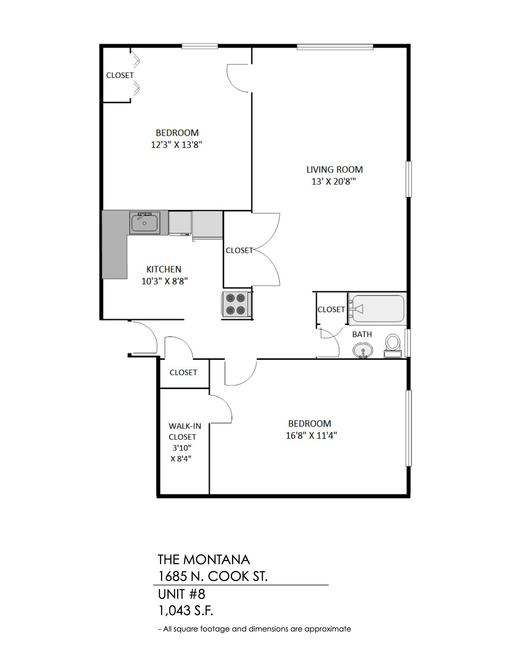 2 Bedroom, 1 Bath