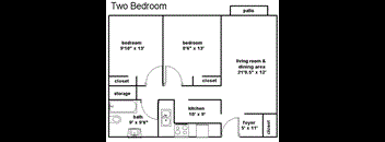 2 Bedrooms 1 Bathroom