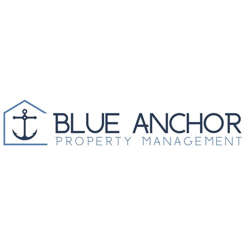 A logo for Blue Anchor Property Management featuring a house and anchor.