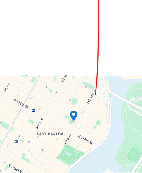 A map with a blue pin and a red line going through it.
