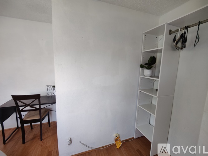 A white door with a gold handle is closed.