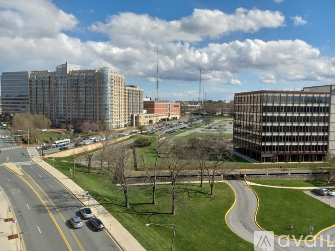 A city street with cars and buildings in the background.