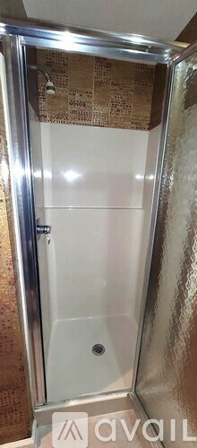 A forest scene with a rock formation in the foreground.