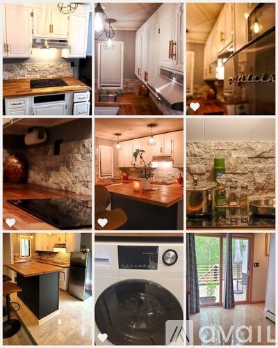 A collage of various kitchen designs and appliances.