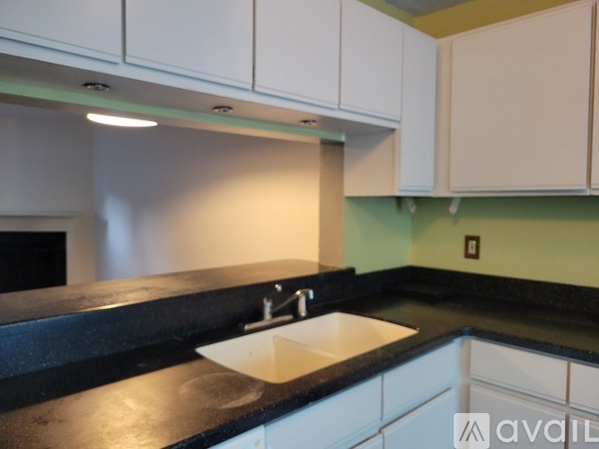 A kitchen with a sink and cabinets.