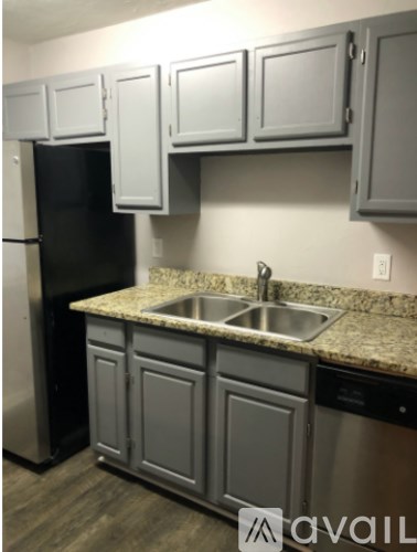 A kitchen with a sink and cabinets.