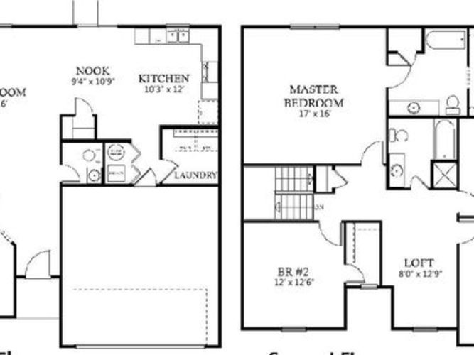 A floor plan of a house with a kitchen, laundry, and a master bedroom.