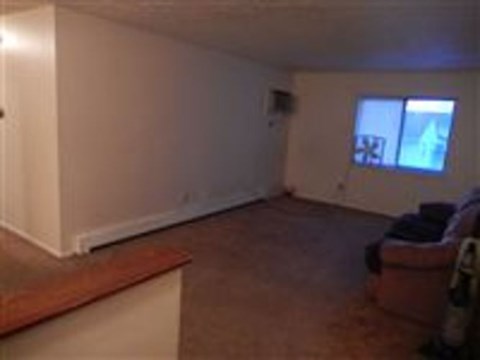 A living room with a couch and a television.