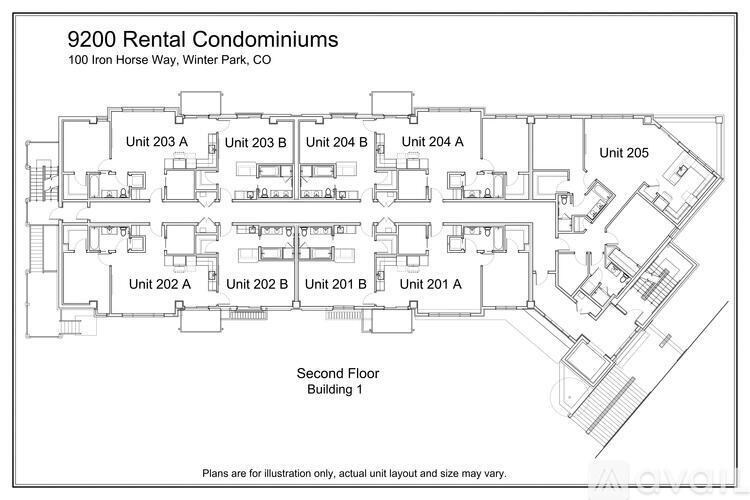 A floor plan of a rental condominium building with 9 units.