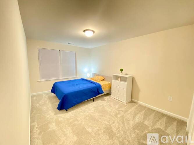 A small bedroom with a bed, sink, and a small black box on the floor.