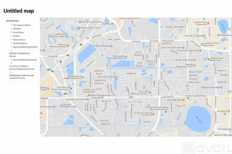 A map of a city with various locations marked.