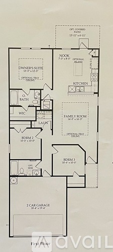 A floor plan of a house with labeled rooms such as "Kitchen", "Dining Room", and "Bedrooms".