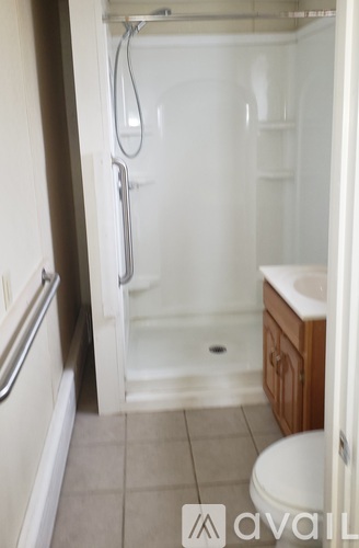 A bathroom with a walk in shower and toilet.