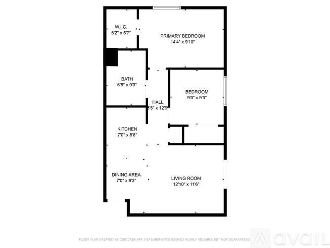 A floor plan for an apartment is displayed with labeled rooms and their dimensions.