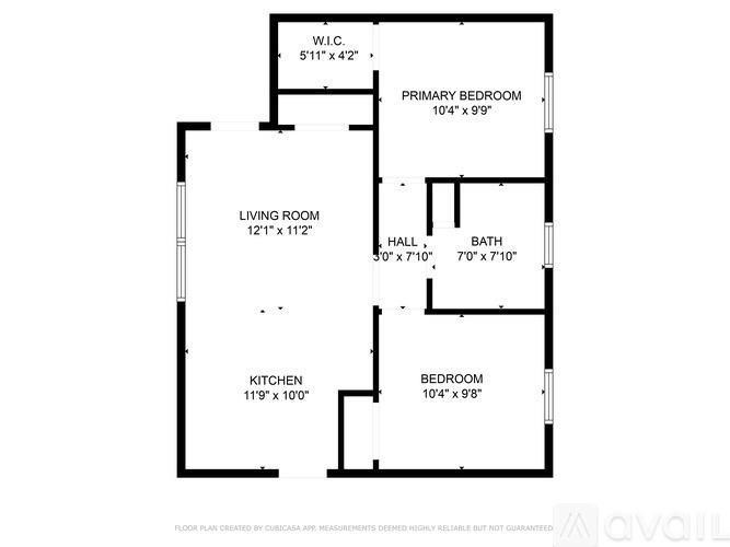 A floor plan for a home with a living room, kitchen, bathroom, and bedrooms.