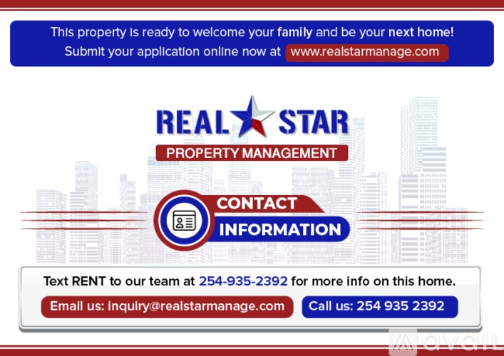 A real estate advertisement for a property management service.