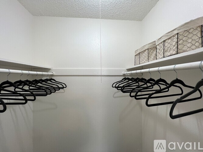A row of black hangers on a white background.