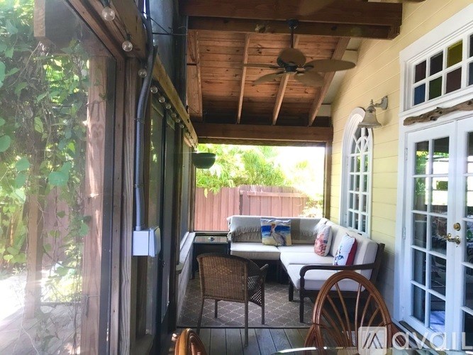 A patio with a table and chairs is shown.