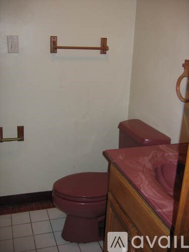 A bathroom with a toilet and a towel rack.