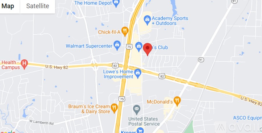 A map shows a red marker indicating a location near a Walmart Supercenter and a McDonald's.