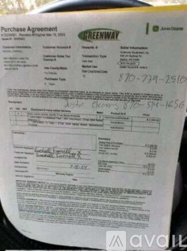 A purchase agreement form for Greenway is signed and dated.