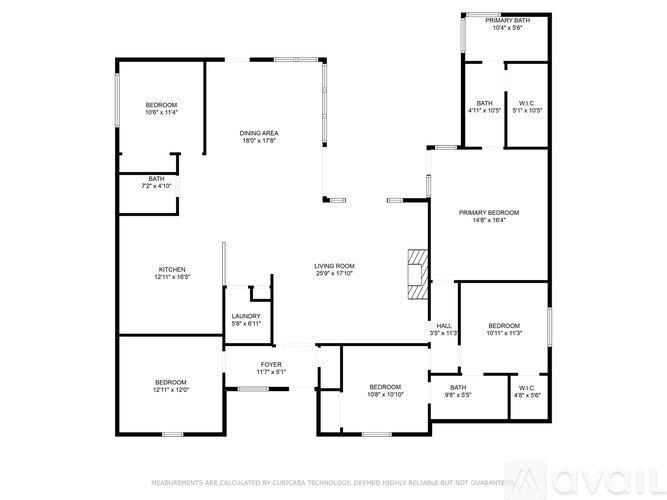 A floor plan of a house with labeled rooms and their dimensions.