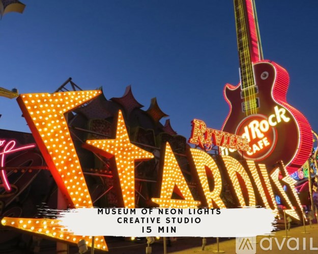 A neon sign for a music venue is lit up at night.