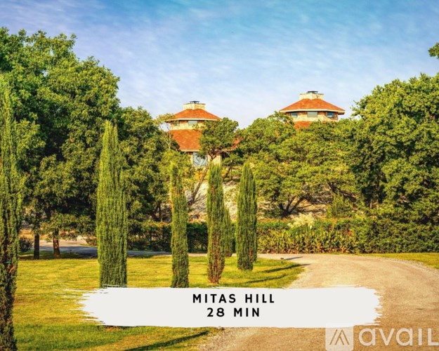 A beautiful villa surrounded by greenery with Mitas Hill written on it.