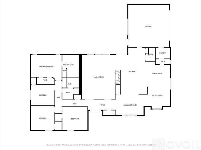 A floor plan of a house with labeled rooms such as Bathroom, Kitchen, Living Room, and Bedroom.